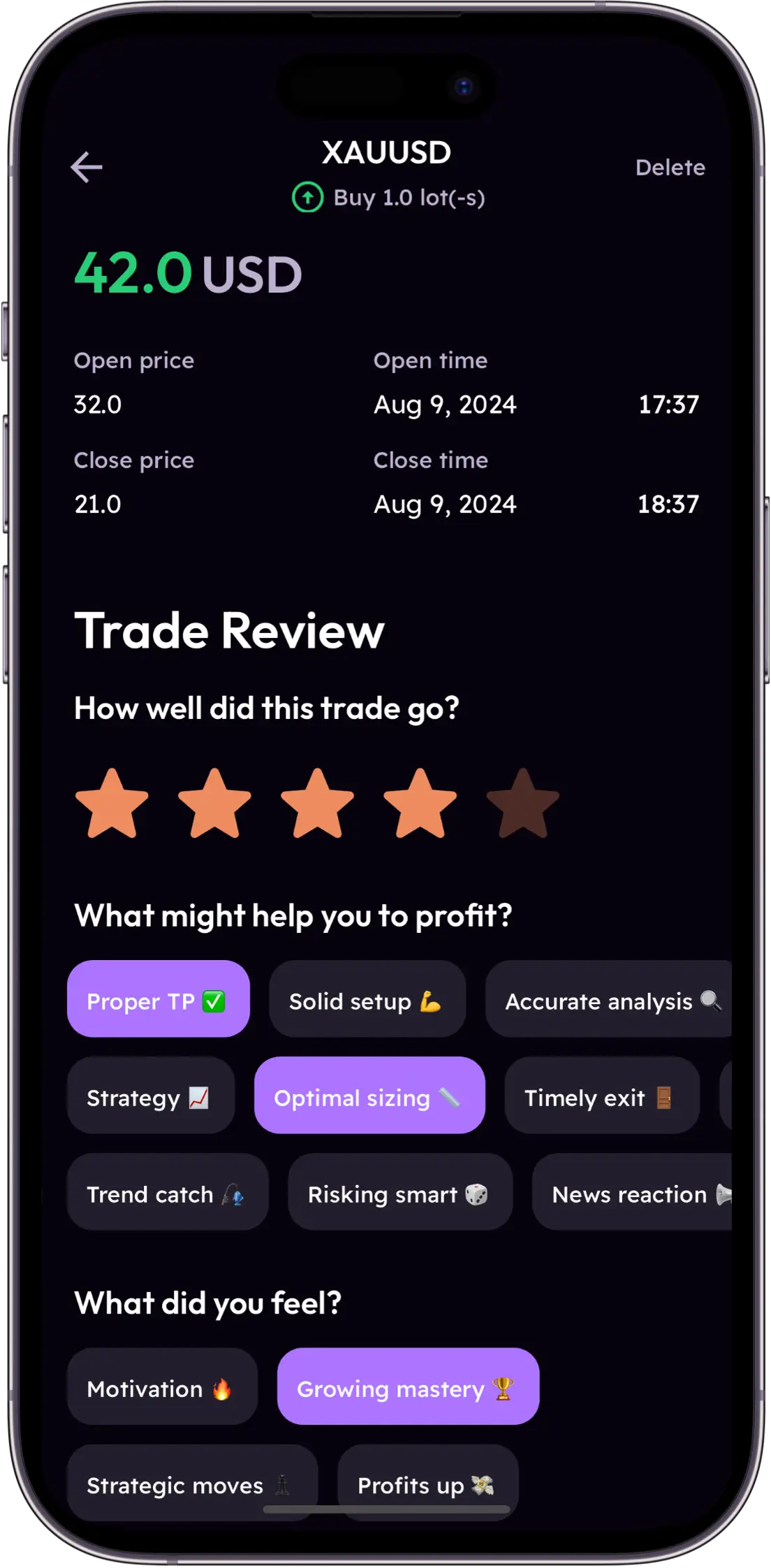 Trade Review Interface